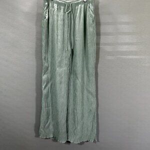 Abercrombie & Fitch Pants Women Small Pull On Wide Leg Lettuce Hem Gauzy Crinkle